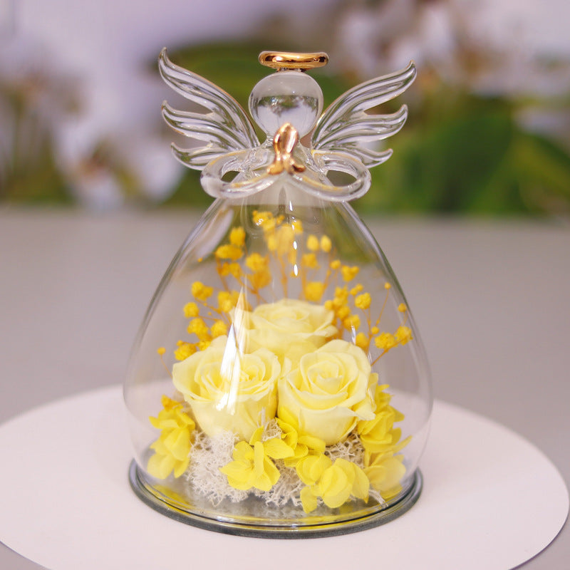 Eternal Flower Gift Box Angel Glass Cover Dried Rose Gift Box