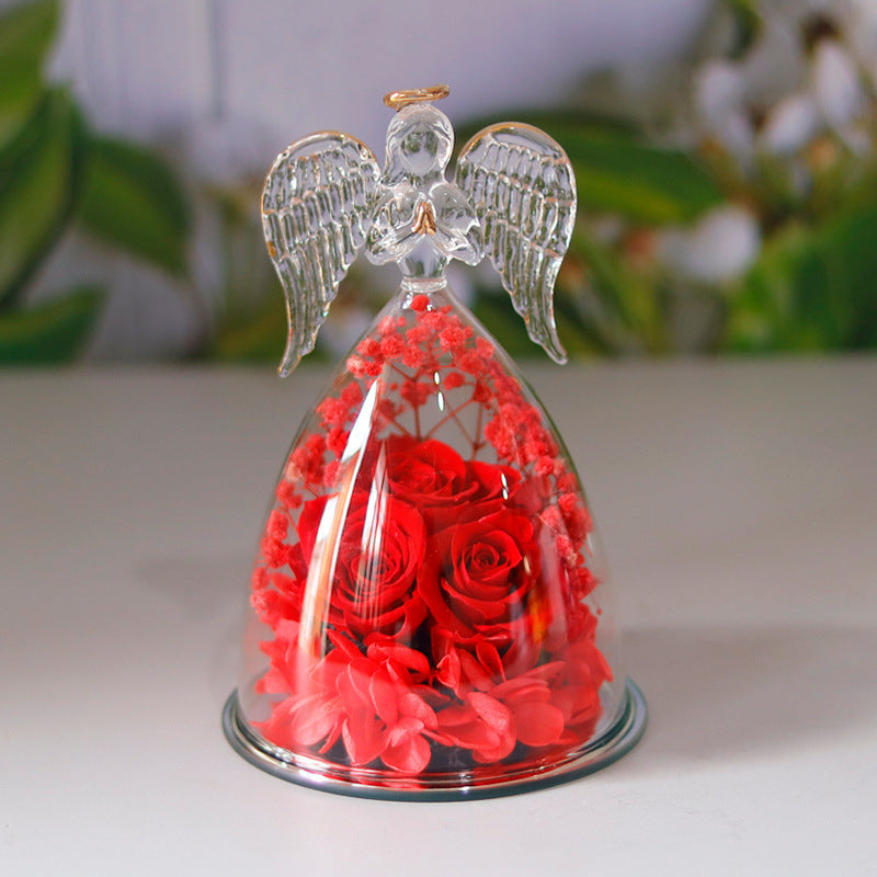 Eternal Flower Gift Box Angel Glass Cover Dried Rose Gift Box