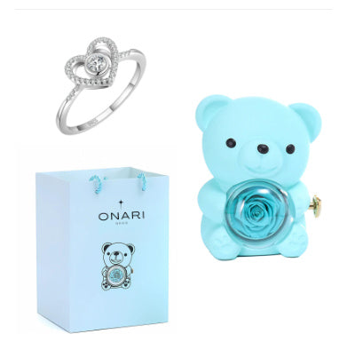 Eternal Rose Teddy Bear With Necklace Rotate Rose