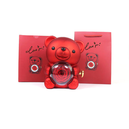 Eternal Rose Teddy Bear With Necklace Rotate Rose