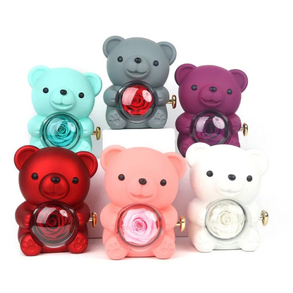 Eternal Rose Teddy Bear With Necklace Rotate Rose