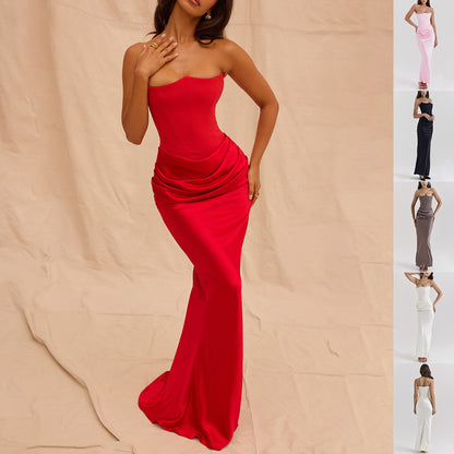 Top Long Dress Sexy Fashion Bandeau Backless Party