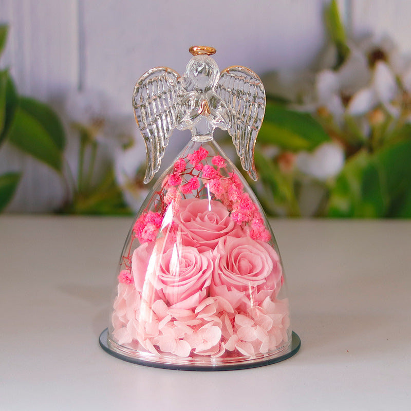 Eternal Flower Gift Box Angel Glass Cover Dried Rose Gift Box